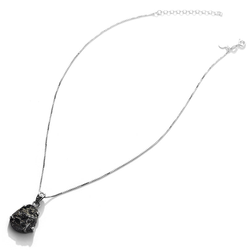 Sparkling Silvery Magnetite Sterling Silver Necklace