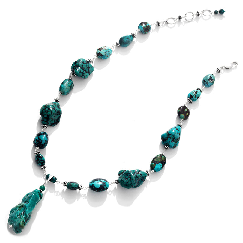 Gorgeous Earthy Turquoise Sterling Silver Statement Necklace