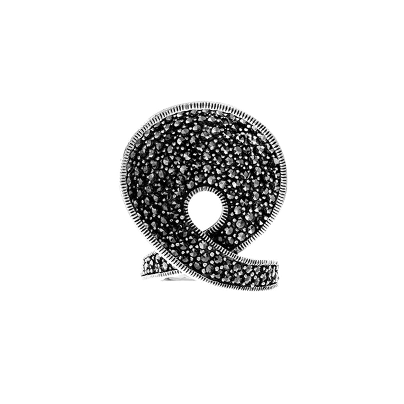 Spectacular Infinity Marcasite Sterling Silver Statement Ring