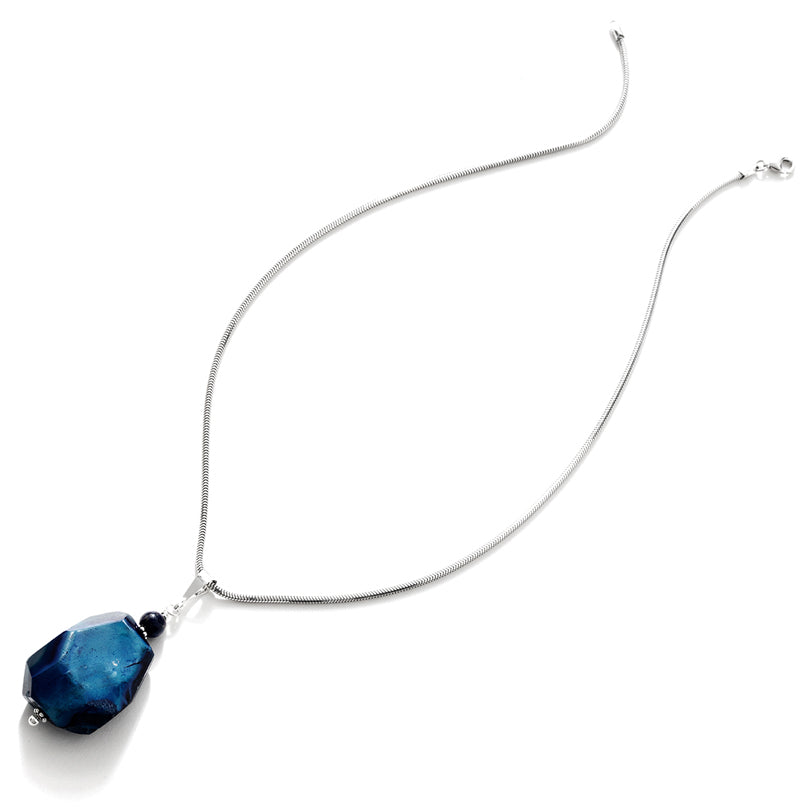 Gorgeous Blue Crystalized Drusy Agate Sterling Silver Necklace