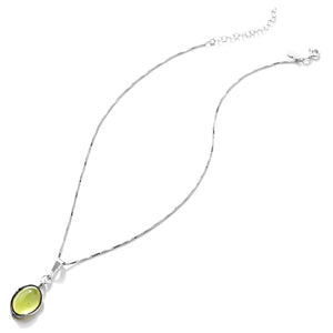 Gorgeous Green Caribbean Amber Sterling Silver Necklace