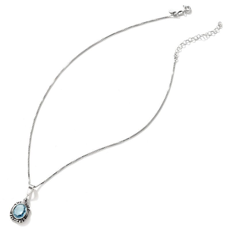 Balinese Sparkling Blue Topaz Sterling Silver Necklace
