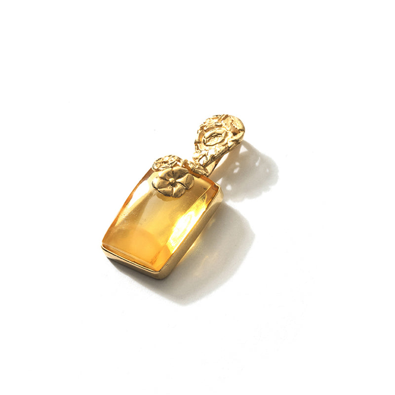 Beyond Beautiful Baltic Amber Gold Plated Sterling Silver Statement Pendant