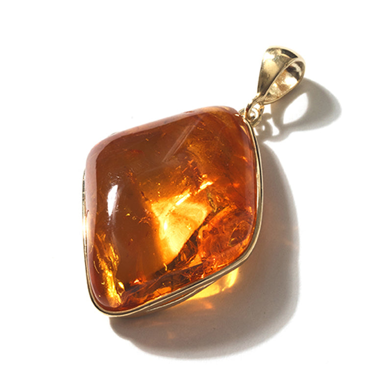 OMG! Gorgeous Honey Cognac Baltic Amber Gold Plated .925 Silver Statement Pendant