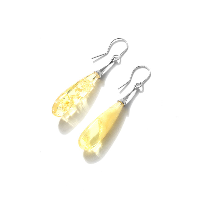 Gorgeous Lemon Butterscotch Baltic Amber Sterling Silver Bozena Statement  Earrings