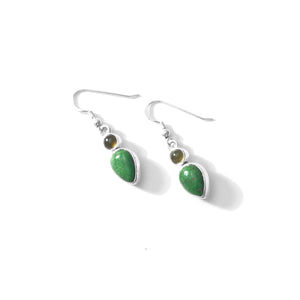 Petite Turquoise and Idocrase Sterling Silver Earrings