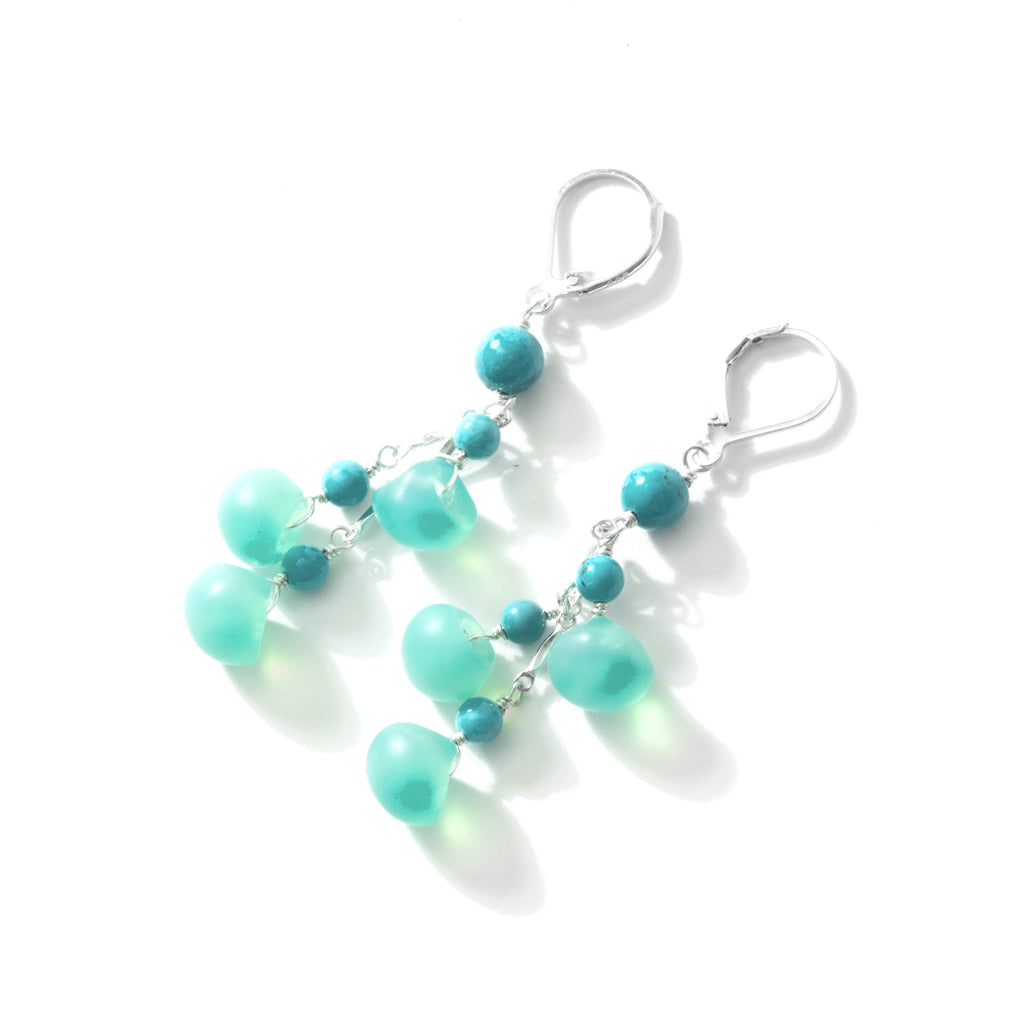 Gorgeous Teal and Turquoise Sterling Silver Earrings