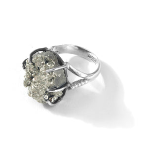 Sparkling Pyrite Sterling Silver Ring - Size: 8