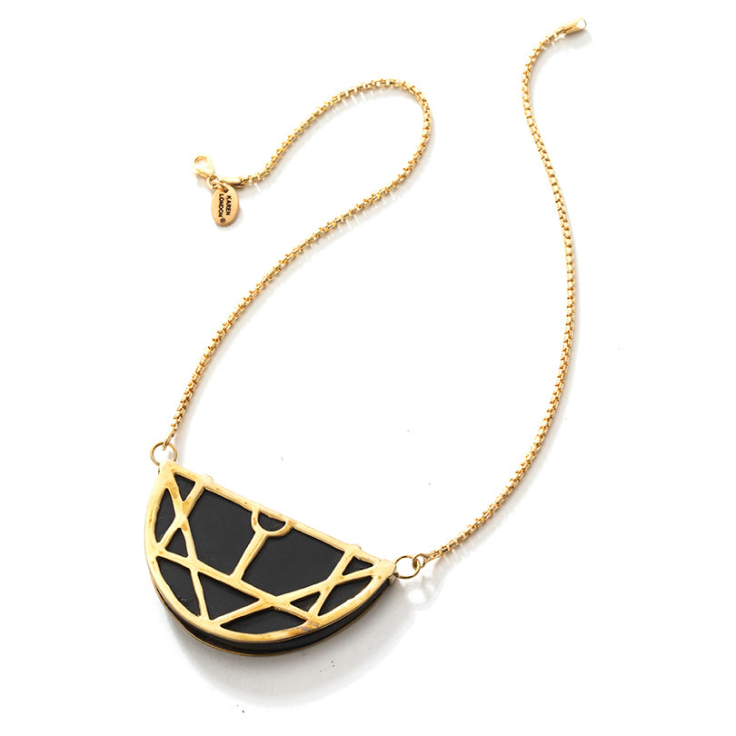 KL Rosewood and Golden Brass Design Necklace