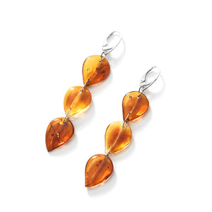 Gorgeous Translucent Honey Amber Amber Sterling Silver Statement Earrings