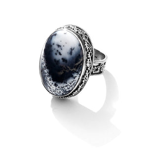 Gorgeous Dendrite Opal Sterling Silver Statement Ring