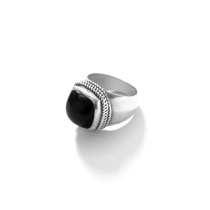 Sleek Black Onyx Sterling Silver Statement Ring-size 10