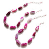 Gorgeous Vibrant Rose Red Agate Chunky Nuggets Sterling Silver Statement Necklace