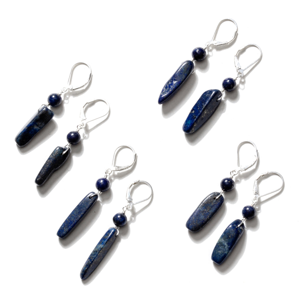 Natural Blue Lapis Sterling Silver Earrings