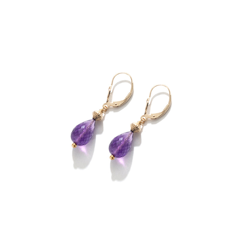 Beautiful Faceted Amethyst Gold Filled Earrings