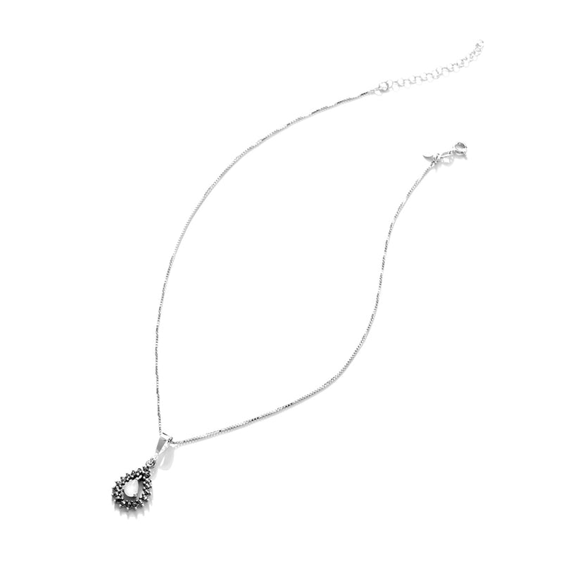 Sparkling Marcasite Teardrop Sterling Silver Necklace