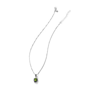 Starburst Peridot and Marcasite Sterling Silver Necklace