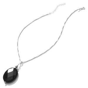Sparkling Faceted Oval Black Onyx Balinese Sterling Silver Necklace