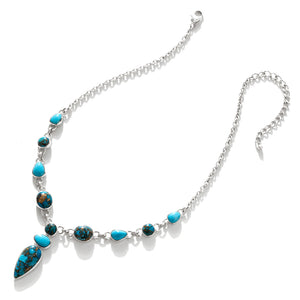 Beautifully Flattering Turquoise Sterling Silver Statement Necklace