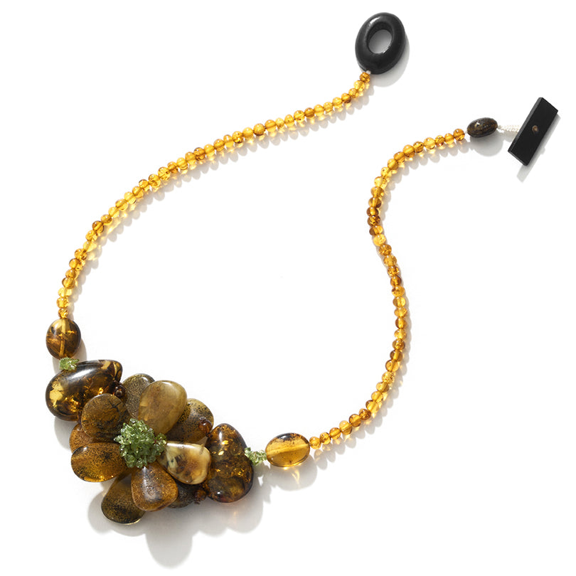 Nature Created  Fashion, Baltic Amber Necklace Flower Statement Necklace