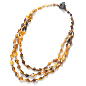 Gorgeous Earthy Colors of Baltic Amber 3-Strand Statement Necklace