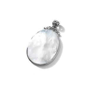 Magnificent Balinese Mother of Pearl Sterling Silver Statement Pendant