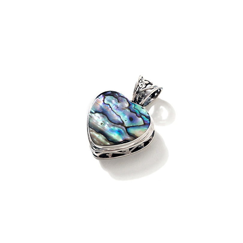 Radiant Abalone Sterling Silver Heart Pendant