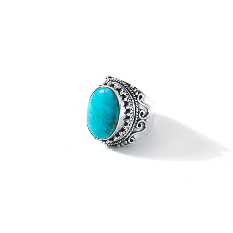 Magnificent Arizona Blue Turquoise Sterling Silver Statement Ring
