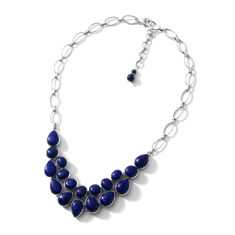 Intense Blue Lapis Sterling Silver Statement Necklace