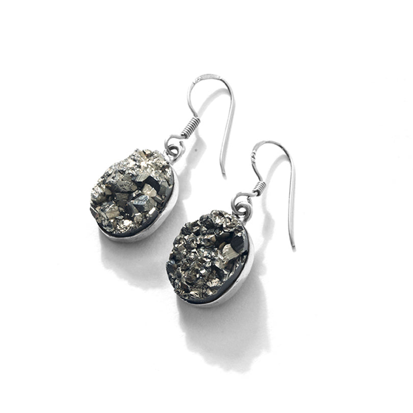 Sparkling Pyrite Sterling Silver Earrings