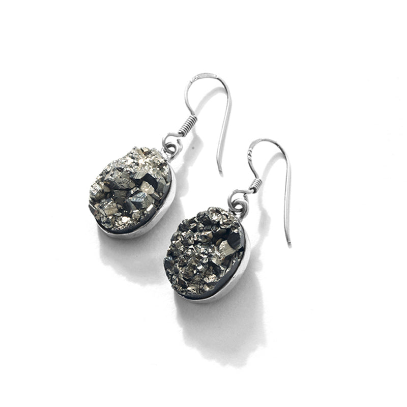 Sparkling Pyrite Sterling Silver Earrings