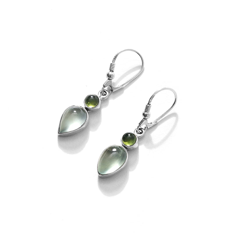 Lovely Pastel Petite Prehnite with Idocrase Sterling Silver Earrings