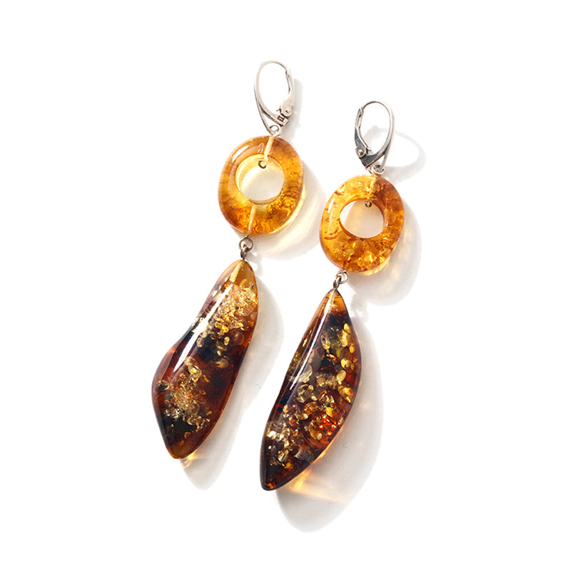 Beyond Gorgeous! Golden Cognac Baltic Amber Sterling Silver Statement Earrings