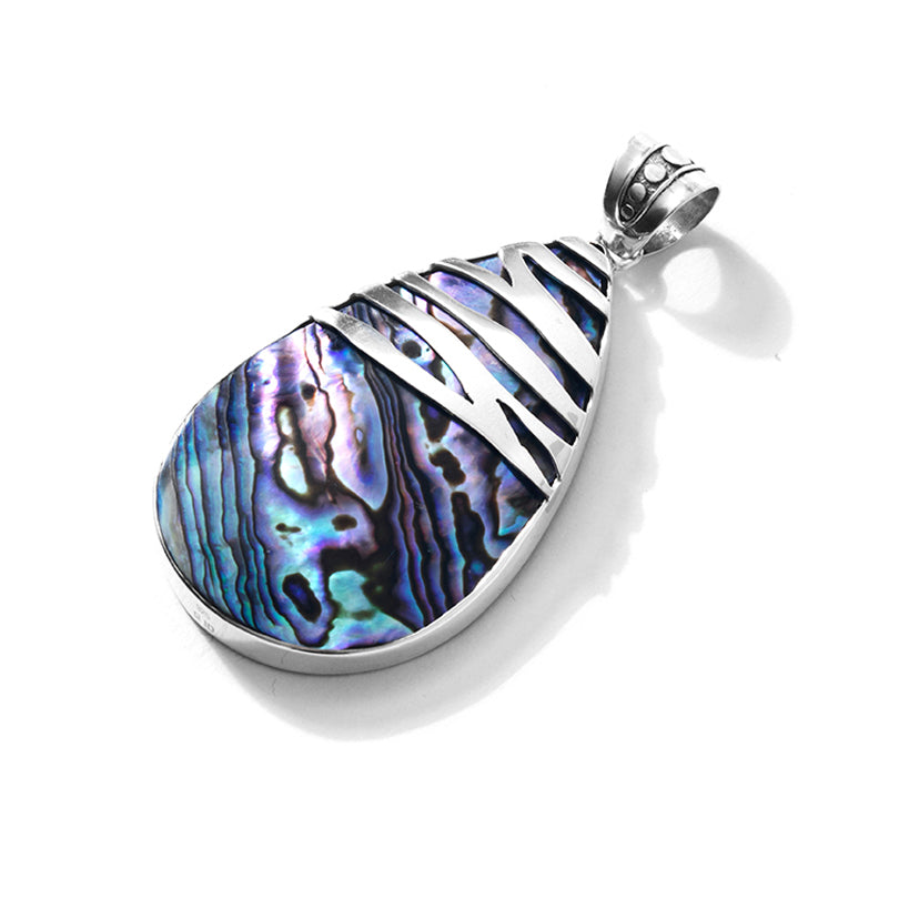 Fabulous Waves of Silver Adorning Abalone Sterling Silver Statement Pendant
