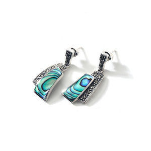 Stunning Abalone and Marcasite Sterling Silver Statement Earrings
