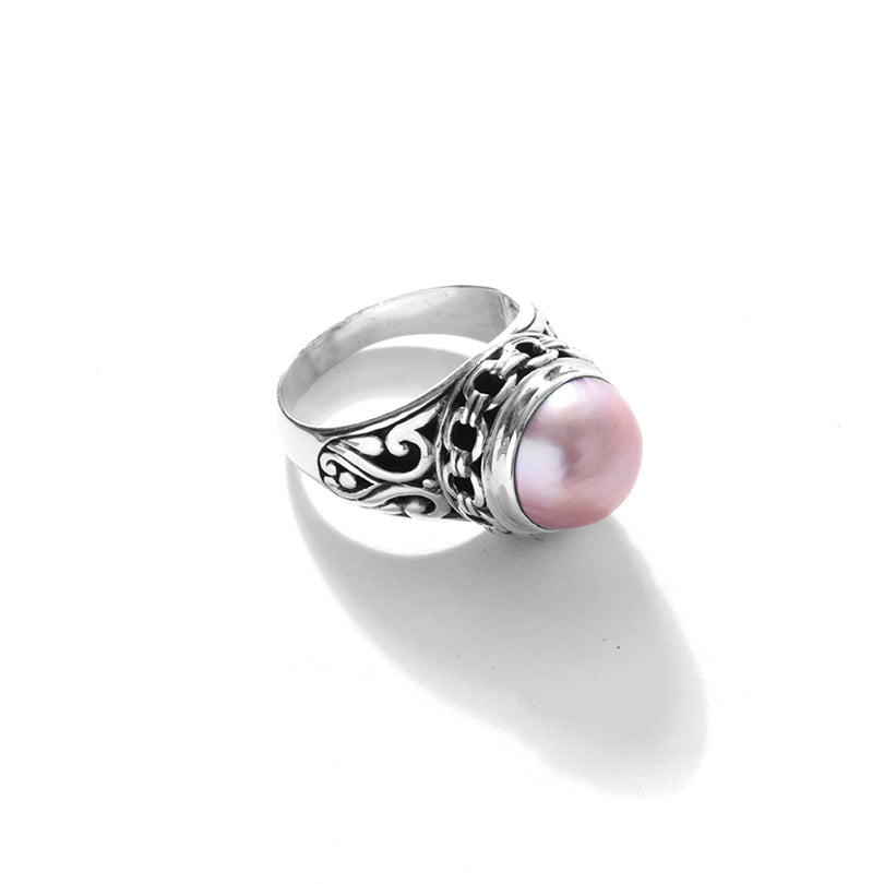 Sterling Silver Pink Mother of Pearl Ring Women's Size 6 Leaf Details | eBay