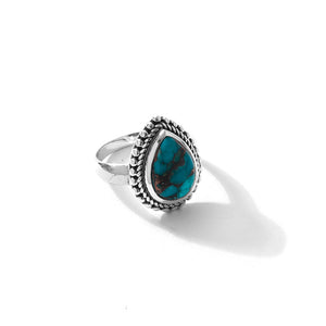 Blue Turquoise with Bronze Accents Sterling Silver Statement Ring-all sizes
