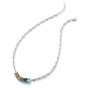 Gorgeous Gemstone Medley Sterling Silver Statement Necklace