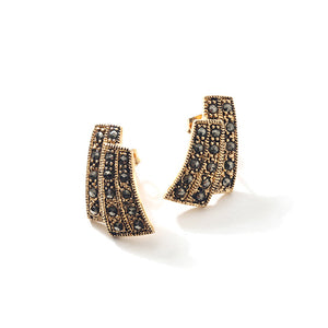 Stunning Art Deco Style Gold Plated Marcasite Earrings