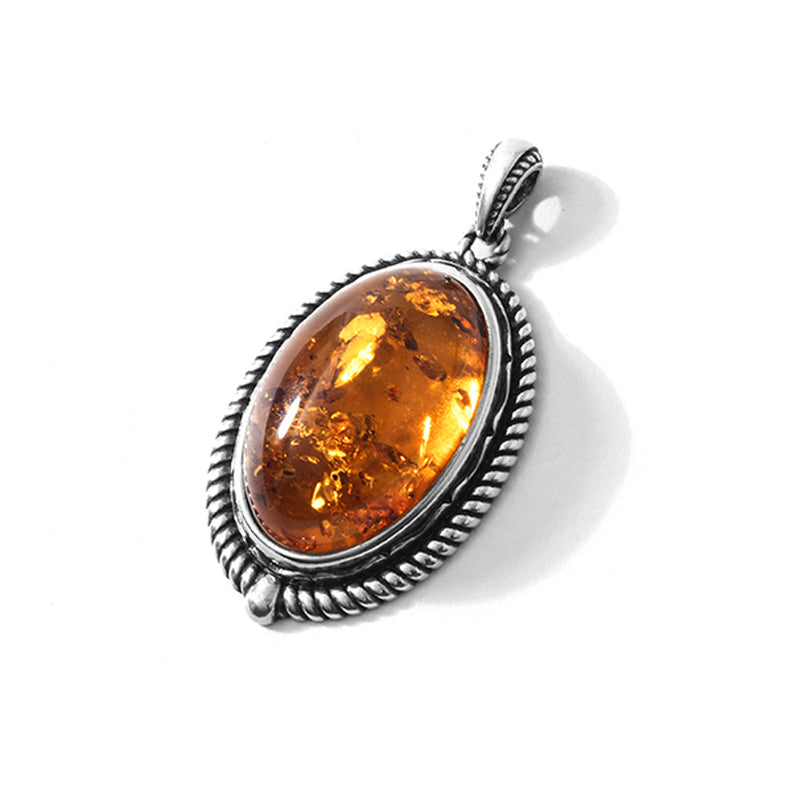 Majestic Cognac Baltic Amber Sterling Silver Statement Pendant