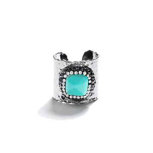 Stunning Sparkling Hematite Crystal Silver Plated Statement Ring