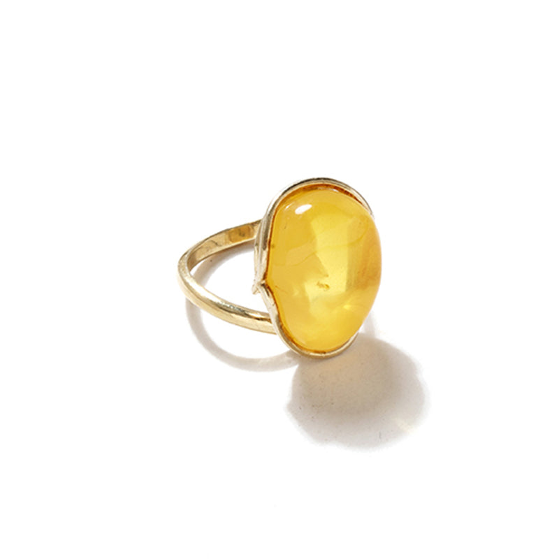 Gorgeous Tranlucent Butterscotch Amber Steerling Silver Statement Ring