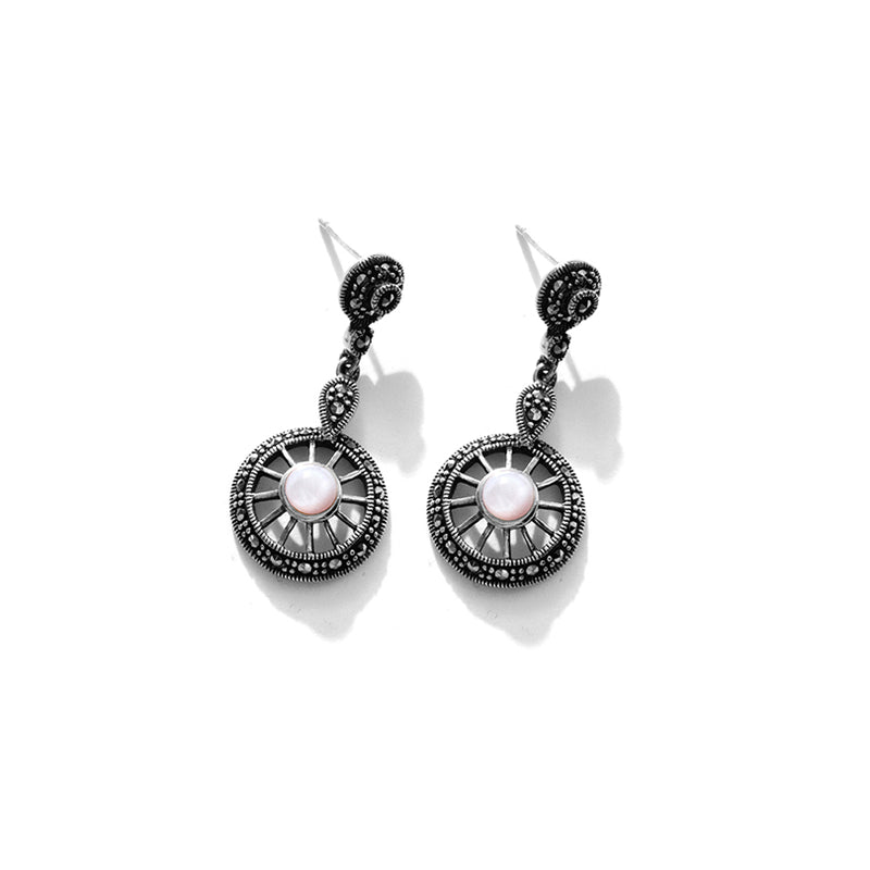 Wheel of Fortune Mother of Pearl Sterling Silver Earrings