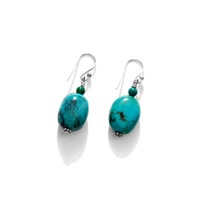 Smooth Natural Turquoise Sterling Silver Earrings