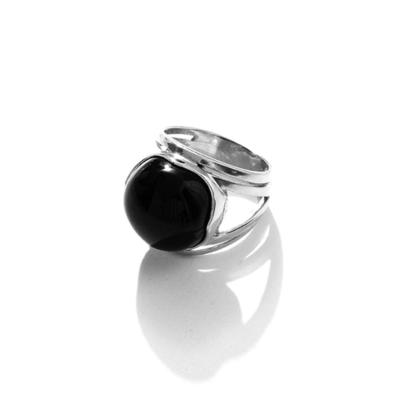Magnificent Black Onyx Stone Sterling Silver Statement Ring