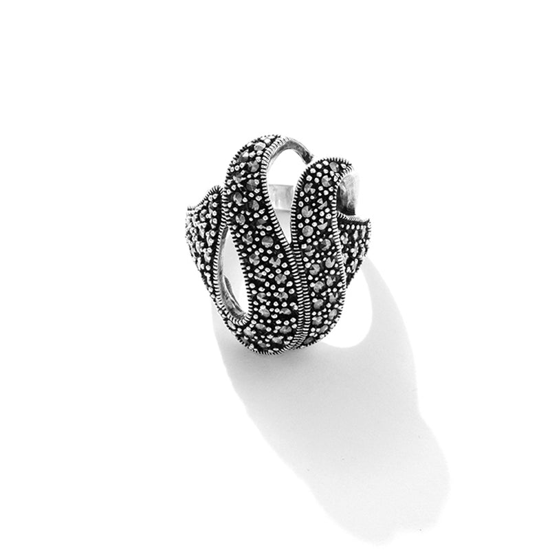 Gorgeous Marcasite Sterling Silver Statement Ring