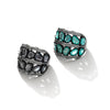 Amazing Layered Stone Black Plated Sterling Silver Statement Ring