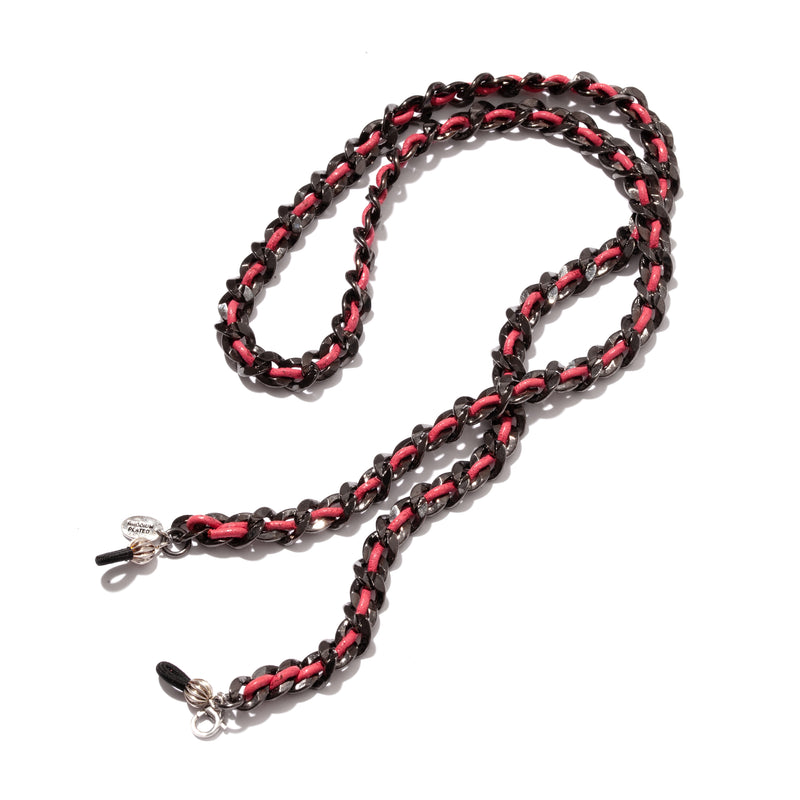 Ruby Leather Black Chain Eyeglass Holder & Necklace 30