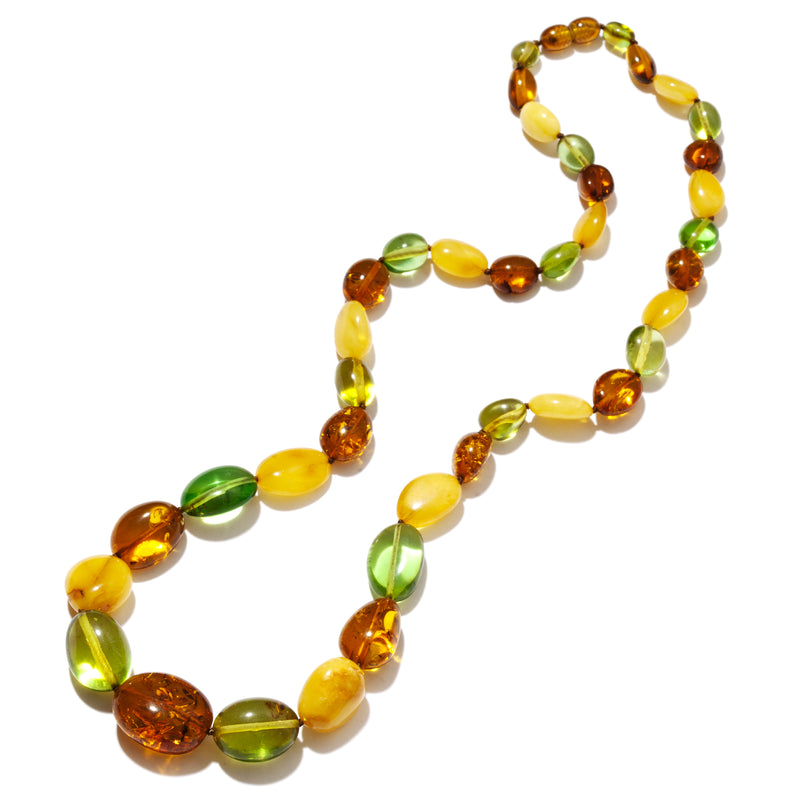 Gorgeous Tri-Color Amber Statement Necklace