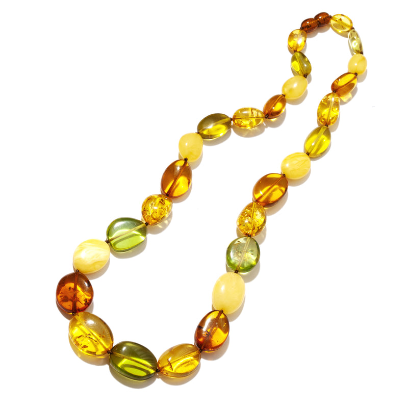 Gorgeous Tri-Color Amber Statement Necklace